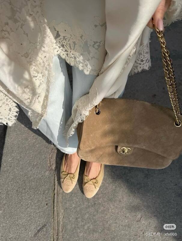 Chanel Classic Flap Beige suede shoulder — Premium Replica
