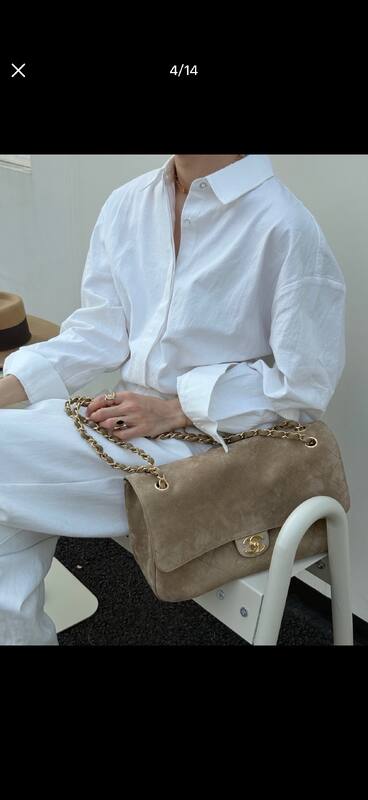 Chanel Classic Flap Beige suede shoulder — Premium Replica