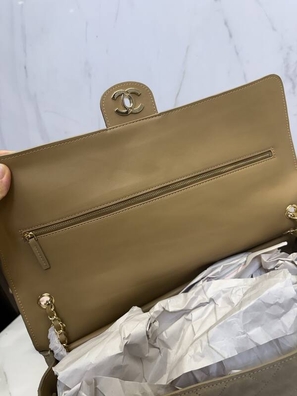 Chanel Flap Bag Beige suede shoulder — Premium Replica