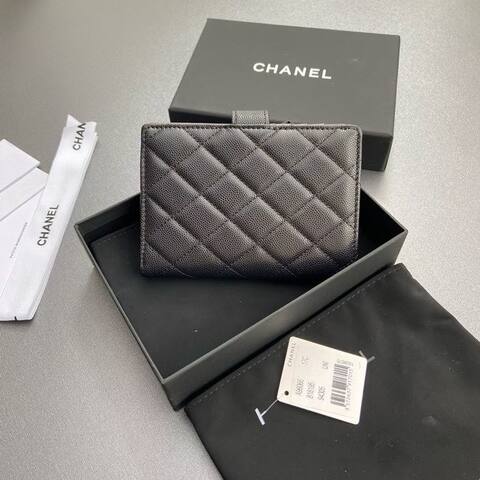 Chanel Black caviar leather wallet Top Quality Replica