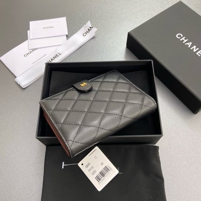 Chanel Black caviar leather wallet — Top Quality Replica