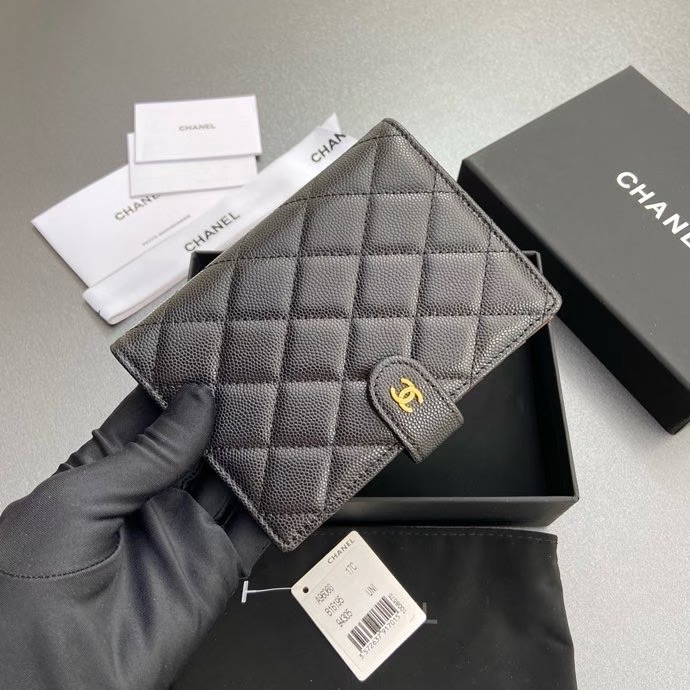 Chanel Black caviar leather wallet — Top Quality Replica