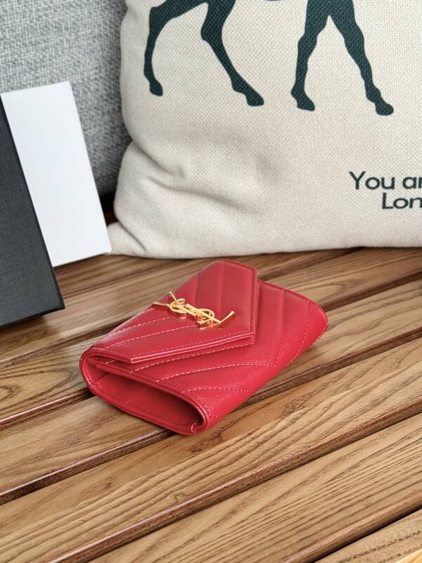 Saint Laurent Monogram Compact Tri-Fold Wallet Red everyday — Top Quality Replica