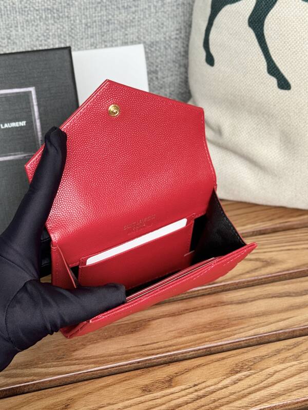 Saint Laurent Monogram Compact Tri-Fold Wallet Red everyday — Top Quality Replica
