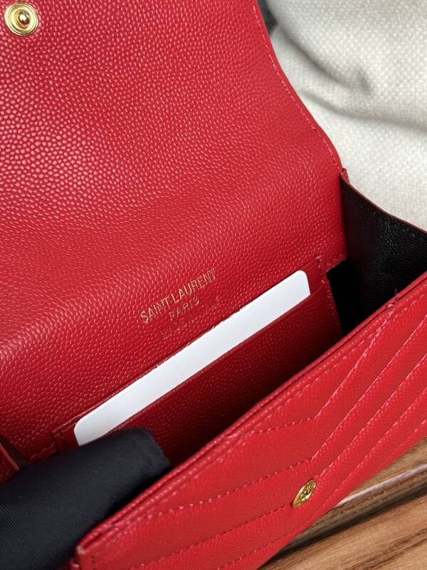 Saint Laurent Monogram Compact Tri-Fold Wallet Red everyday — Top Quality Replica