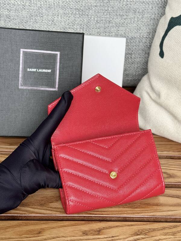 Saint Laurent Monogram Compact Tri-Fold Wallet Red everyday — Top Quality Replica