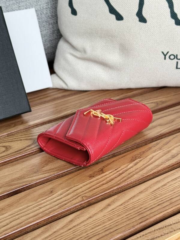 Saint Laurent Monogram Compact Tri-Fold Wallet Red everyday — Top Quality Replica