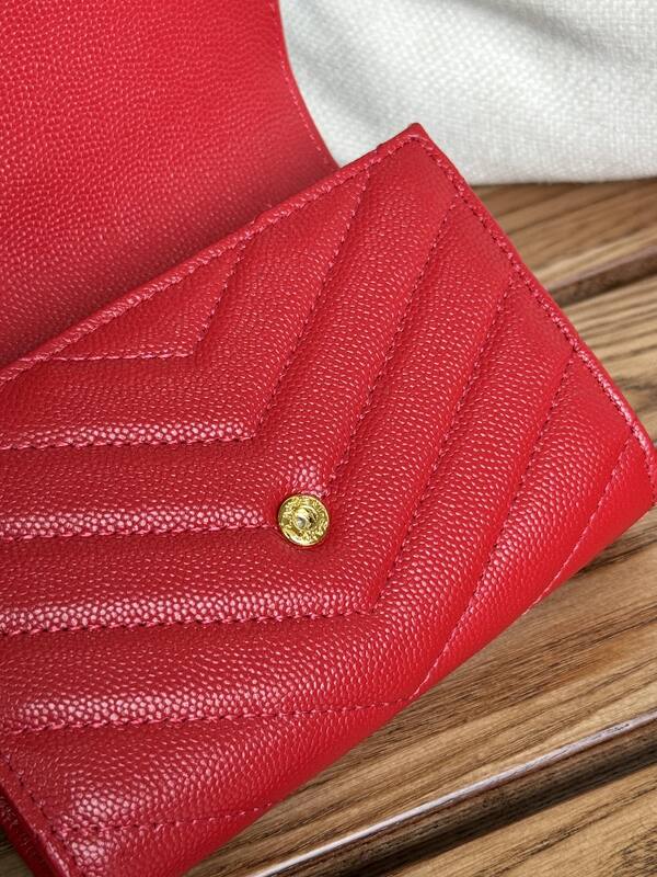 Saint Laurent Monogram Compact Tri-Fold Wallet Red everyday — Top Quality Replica