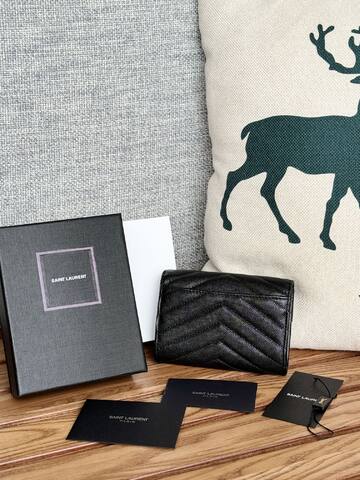 Saint Laurent Monogramme Envelope Wallet Black everyday Top Quality Replica