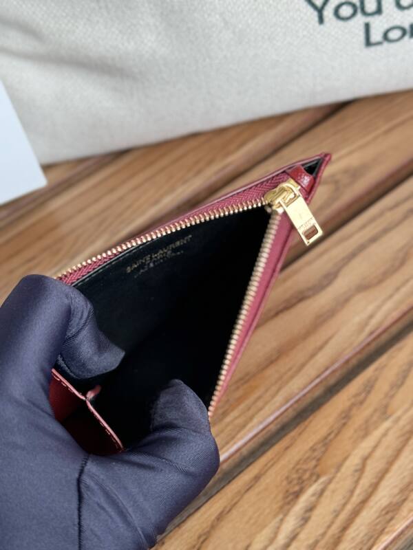 Saint Laurent Monogram Burgundy card holder — AAA Quality Replica