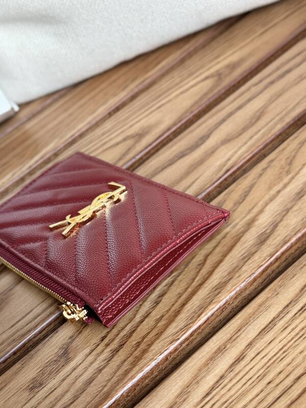 Saint Laurent Monogram Burgundy card holder — AAA Quality Replica