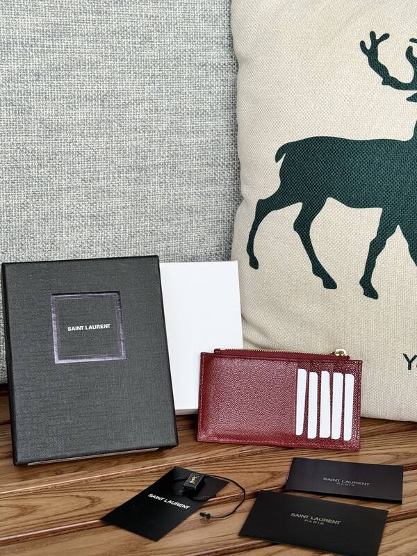 Saint Laurent Monogram Burgundy card holder — AAA Quality Replica