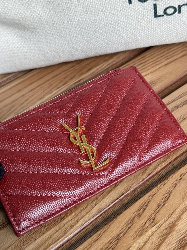 Saint Laurent Monogram Burgundy card holder — AAA Quality Replica