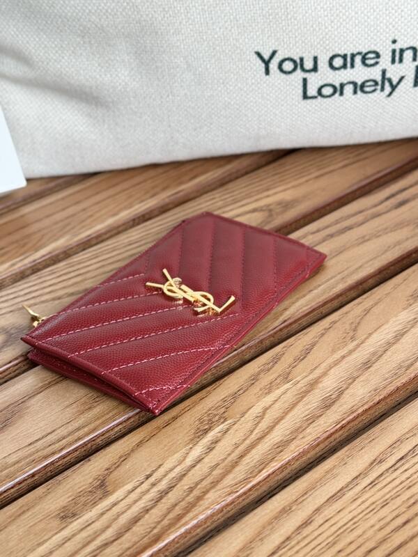Saint Laurent Monogram Burgundy card holder — AAA Quality Replica
