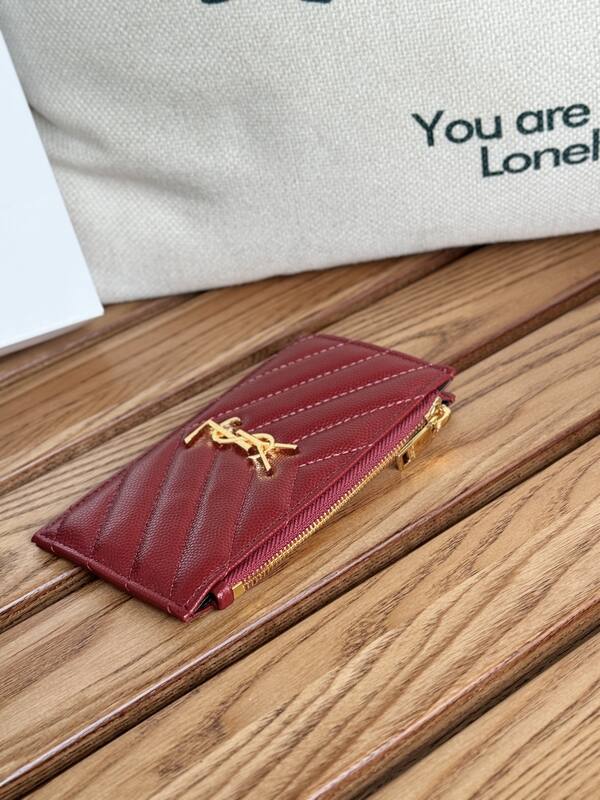 Saint Laurent Monogram Burgundy card holder — AAA Quality Replica