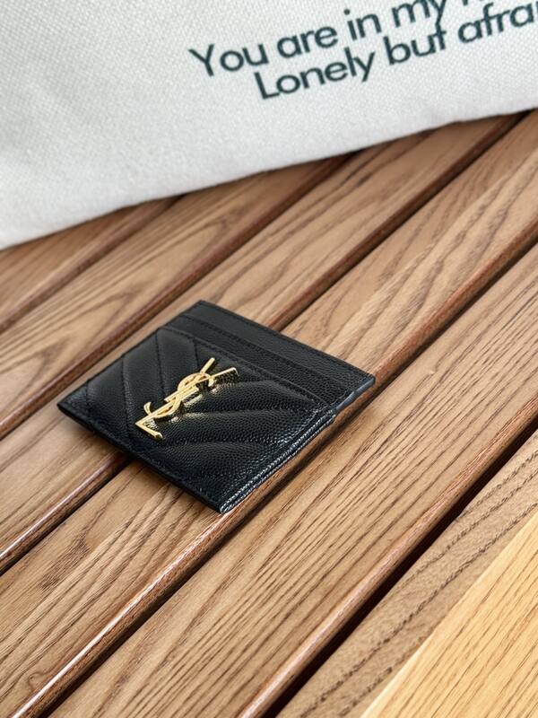 Saint Laurent Classic Card Holder Black grained leather everyday — Top Quality Replica