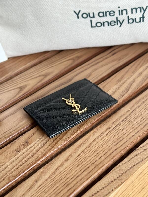 Saint Laurent Classic Card Holder Black grained leather everyday — Top Quality Replica