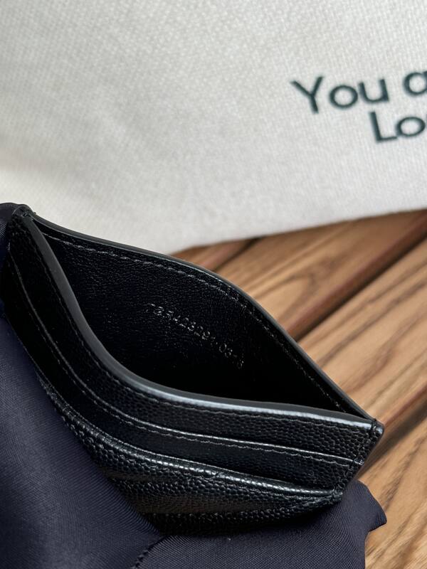 Saint Laurent Classic Card Holder Black grained leather everyday — Top Quality Replica