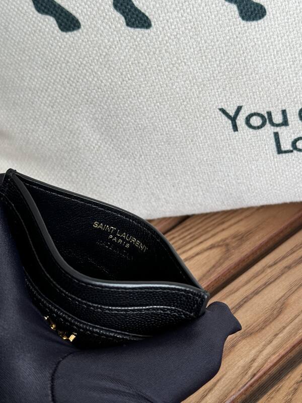 Saint Laurent Classic Card Holder Black grained leather everyday — Top Quality Replica