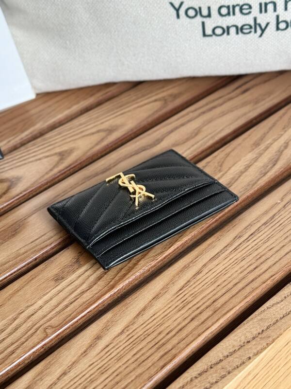 Saint Laurent Classic Card Holder Black grained leather everyday — Top Quality Replica