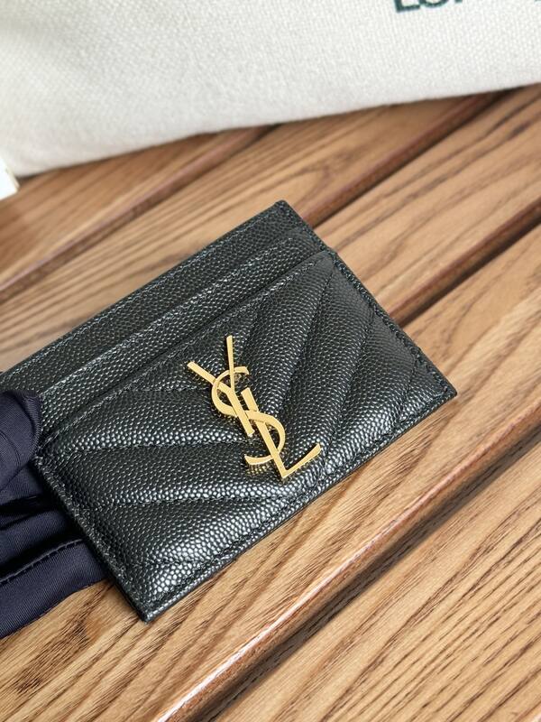 Saint Laurent Classic Card Holder Black grained leather everyday — Top Quality Replica