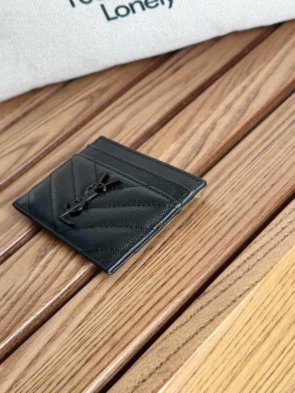 Saint Laurent Classic Card Holder Black Grained Leather everyday — 1:1 Replica