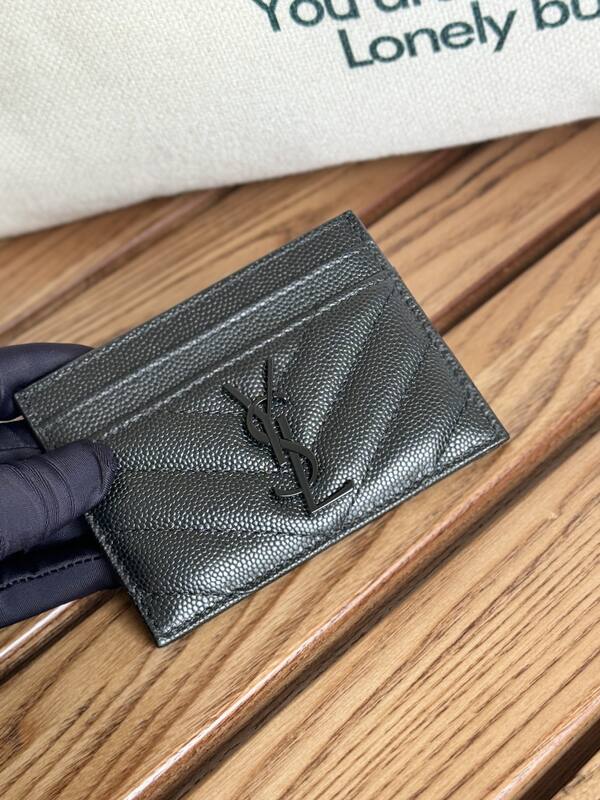 Saint Laurent Classic Card Holder Black Grained Leather everyday — 1:1 Replica