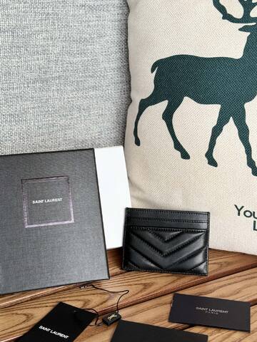 Saint Laurent Monogram card holder Black lambskin Premium Replica
