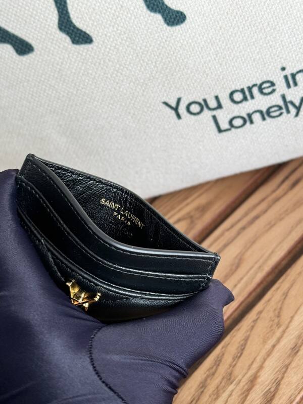 Saint Laurent Monogram card holder Black lambskin — Premium Replica