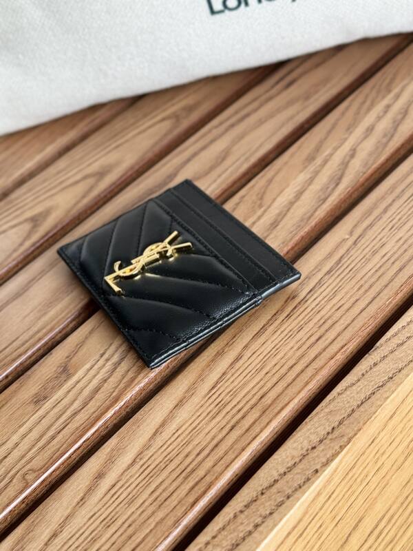 Saint Laurent Monogram card holder Black lambskin — Premium Replica