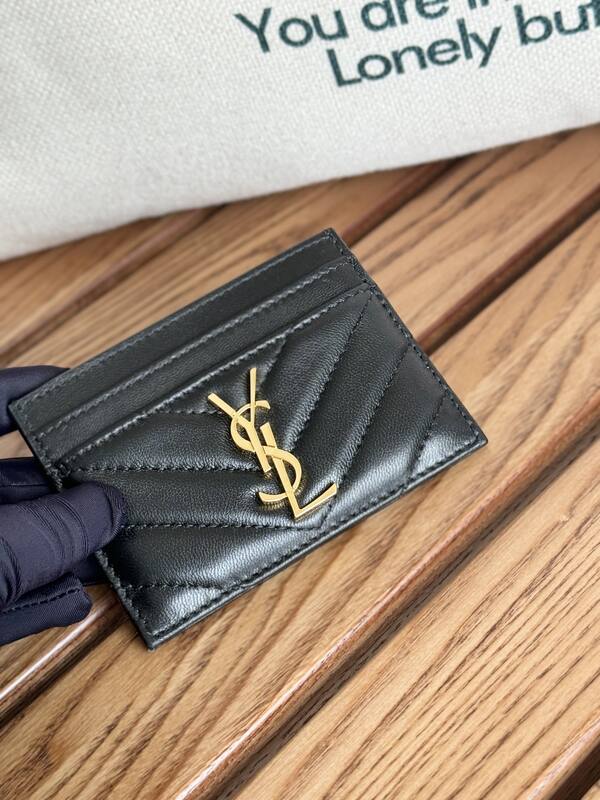 Saint Laurent Monogram card holder Black lambskin — Premium Replica