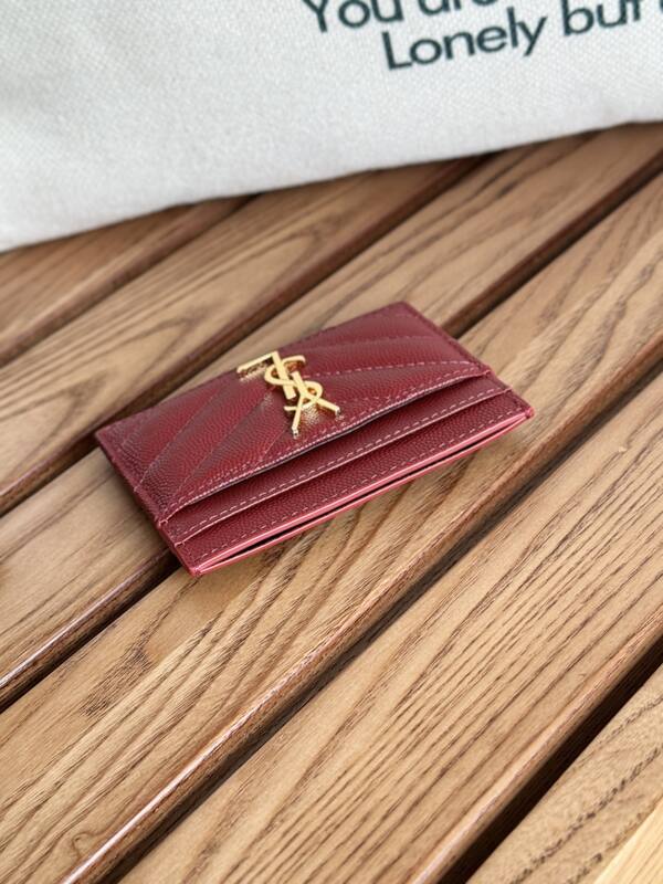 Saint Laurent Classic Card Holder Red grained leather — 1:1 Replica