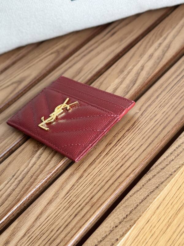 Saint Laurent Classic Card Holder Red grained leather — 1:1 Replica