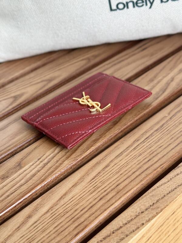 Saint Laurent Classic Card Holder Red grained leather — 1:1 Replica