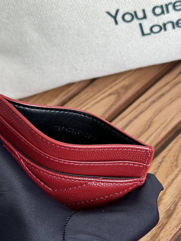 Saint Laurent Classic Card Holder Red grained leather — 1:1 Replica
