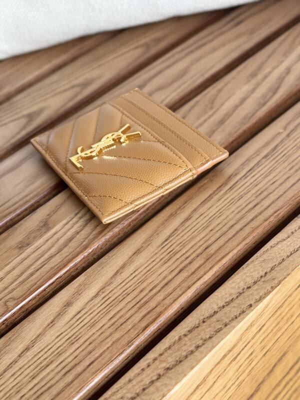 Saint Laurent Classic Card Holder Tan grained leather — AAA Quality Replica