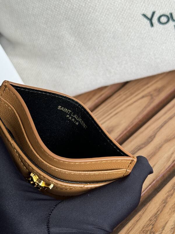 Saint Laurent Classic Card Holder Tan grained leather — AAA Quality Replica