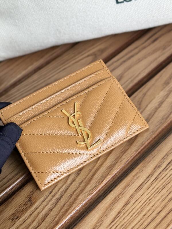 Saint Laurent Classic Card Holder Tan grained leather — AAA Quality Replica