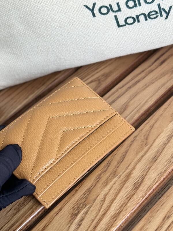 Saint Laurent Classic Card Holder Tan grained leather — AAA Quality Replica