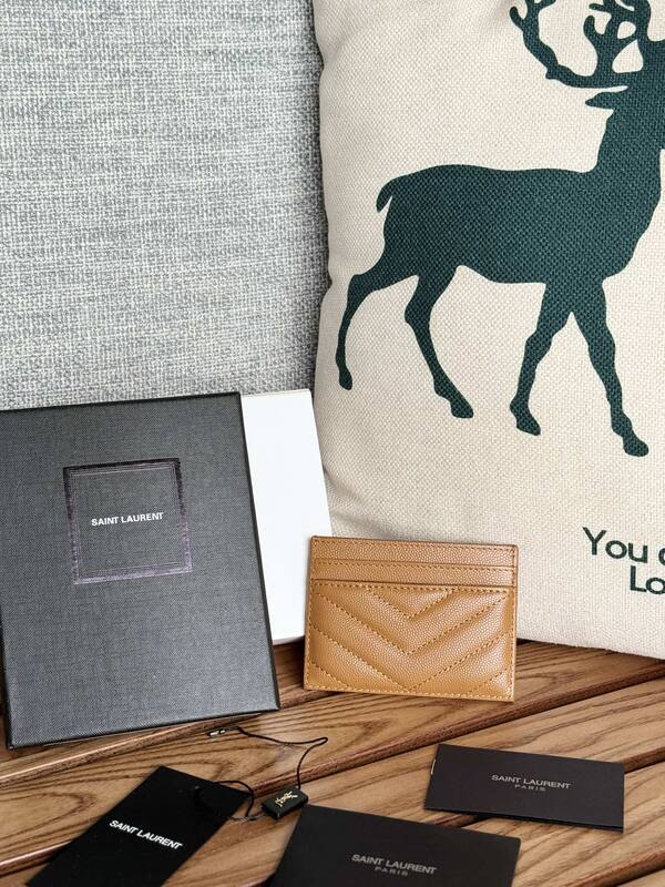 Saint Laurent Classic Card Holder Tan grained leather — AAA Quality Replica