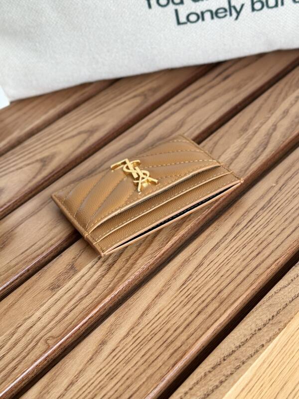 Saint Laurent Classic Card Holder Tan grained leather — AAA Quality Replica