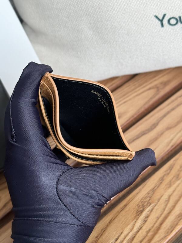Saint Laurent Classic Card Holder Tan grained leather — AAA Quality Replica
