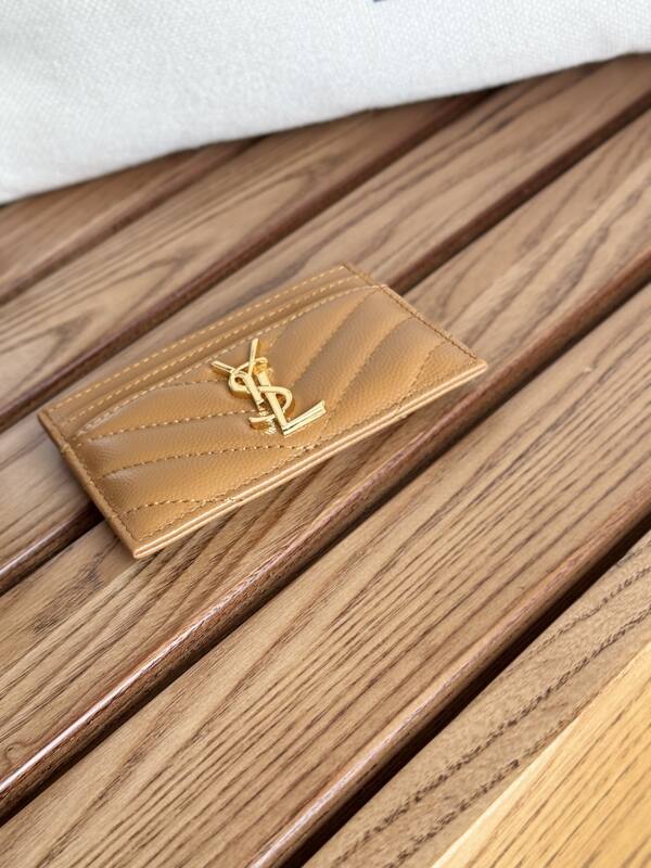 Saint Laurent Classic Card Holder Tan grained leather — AAA Quality Replica