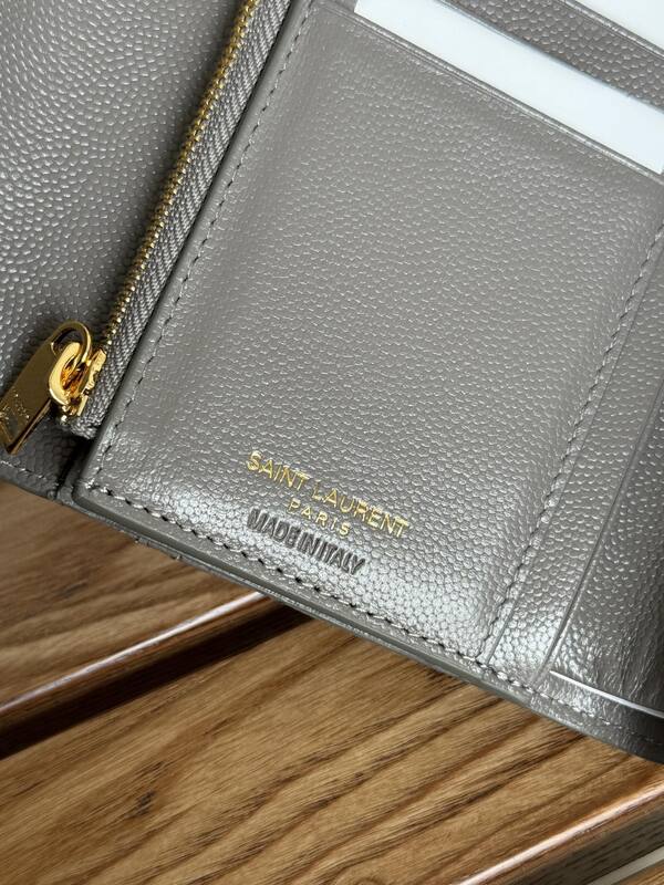 Saint Laurent Monogram Compact Tri-Fold Wallet Taupe everyday — Premium Replica