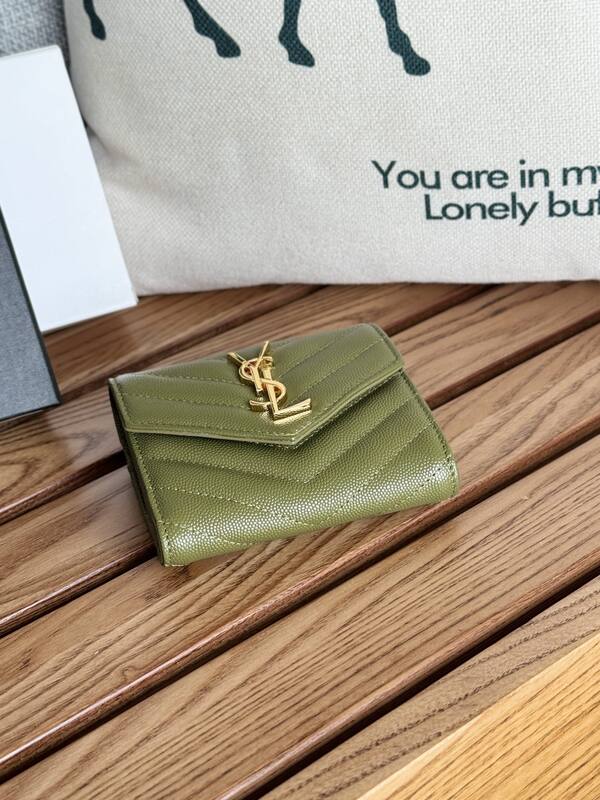 Saint Laurent Monogram Olive Green wallet — Premium Replica