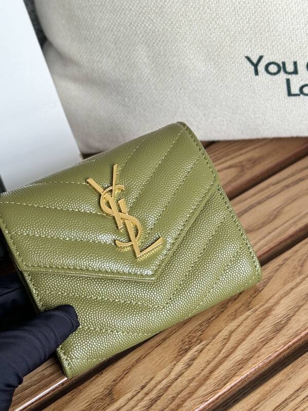Saint Laurent Monogram Olive Green wallet — Premium Replica