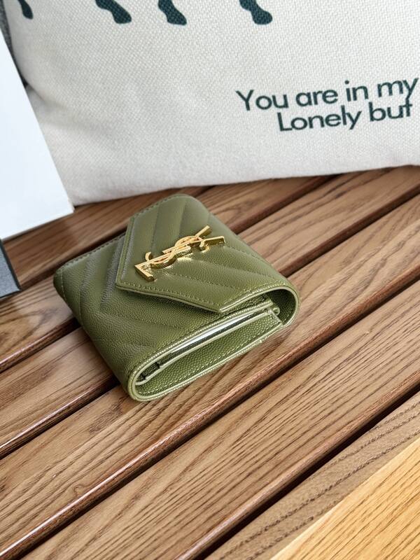Saint Laurent Monogram Olive Green wallet — Premium Replica