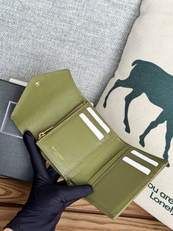 Saint Laurent Monogram Olive Green wallet — Premium Replica