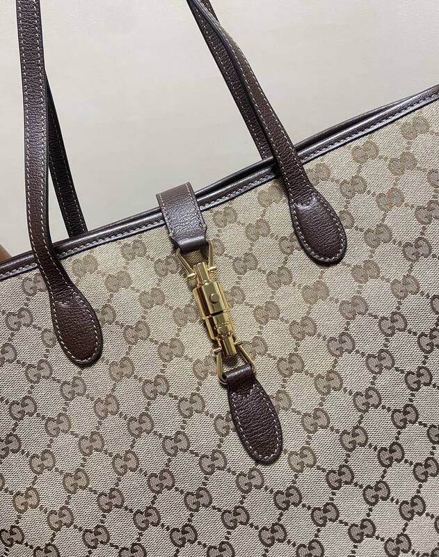 Gucci Jackie Beige GG canvas with brown leather tote — Top Quality Replica
