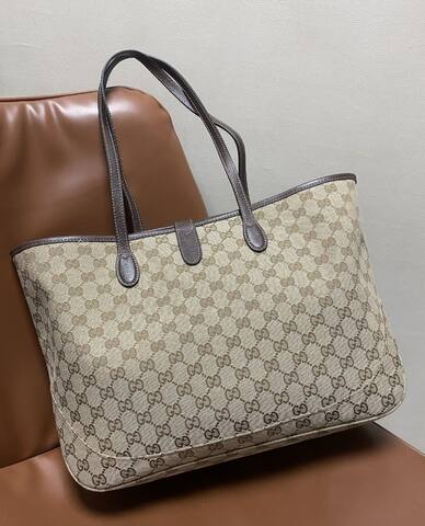Gucci Jackie Beige GG canvas with brown leather 45cm tote Top Quality Replica